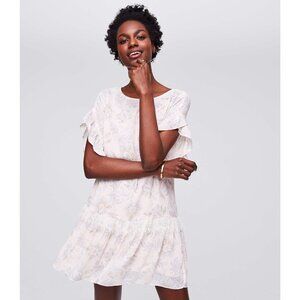 Loft Women's Lacy Floral Flounce Dress in Light Pink and size Medium NWOT $89.50